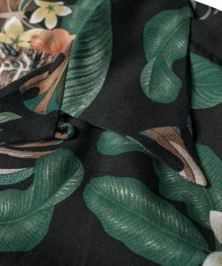 Non Stock MFG. CO. Plants & Flowers Pattern Aloha Shirt - Black Back In Stock