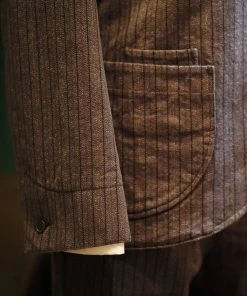 Annual Ring 1900s French Salt & Pepper Striped Chambray Sack Jacket BEST SELLERS