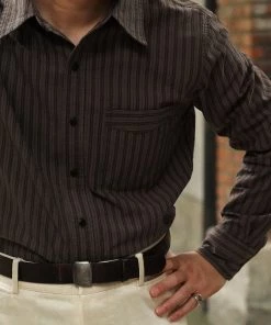 Annual Ring 1930s 6 Oz Yarn-Dyed Dobby Taupe Brown Striped Work Shirt 14 Annual Ring 1930s 6 Oz Yarn-Dyed Dobby Taupe Brown Striped Work Shirt