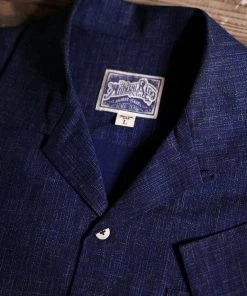 Annual Ring Classic Indigo Print Open Collar Shirt