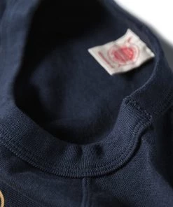 Non Stock MFG. CO. June 2022 Vintage Elmwood Elementary Print Raglan Sleeve T-Shirt - Navy