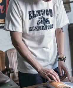 Non Stock MFG. CO. Vintage Elmwood Elementary Print Raglan Sleeve T-Shirt - White June 2022