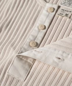 Bronson MFG. CO. 11 Oz Retro Ribbed Cotton Henley T-Shirt - Apricot