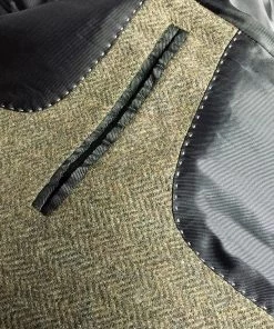 Annual Ring Single Row Two-Button Herringbone Tweed Suit Jacket - Brown TOPS