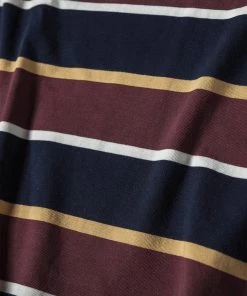 Non Stock MFG. CO. 9.8 Oz IVY Style Striped T-Shirt - Burgundy Red/Navy