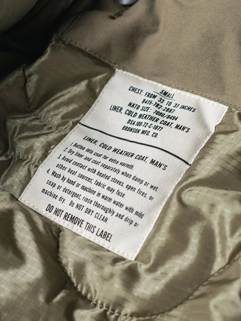 Bronson MFG. CO. TOPS US Army 1st Model M-65 Field Jacket Liner 17 Bronson MFG. CO. TOPS US Army 1st Model M-65 Field Jacket Liner