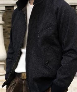 Annual Ring 12 Oz Salt & Pepper Chambray Harrington Jacket OUTERWEAR