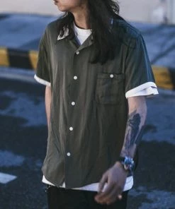 Non Stock MFG. CO. Loose Embroidery Bowling Shirt - Green