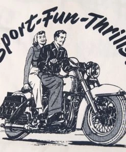 Non Stock MFG. CO. Retro Rider Print Motorcycle Short Sleeve T-Shirt - White TOPS