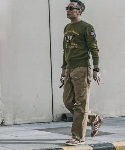 Non Stock MFG. CO. TOPS Flying Tigers Military Print Sweatshirt - Olive