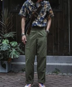 Bronson MFG. CO. Lot AS08 Ukiyo-e Tiger & Bambo Pattern Aloha Shirt - Navy NEW ARRIVALS