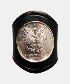 Old Selling Leather Double-Headed Eagle Coin Leather Bandana Slide