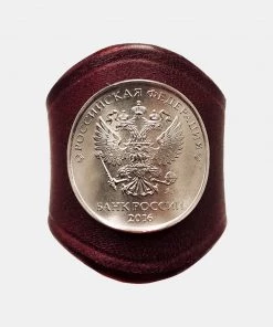 Old Selling Leather Double-Headed Eagle Coin Leather Bandana Slide