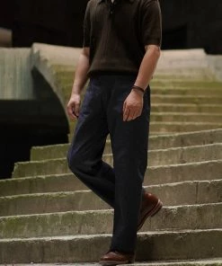 Annual Ring Retro Knitted Jacquard Polo Shirt - Vintage Olive