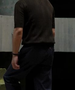 Annual Ring Retro Knitted Jacquard Polo Shirt - Vintage Olive